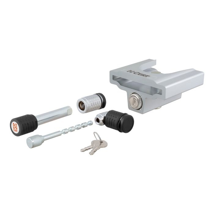 CURT 2in Receiver, 1/2in to 2 1/2in Latch, 1 7/8in and 2in Lip Hitch and Coupler Lock Set