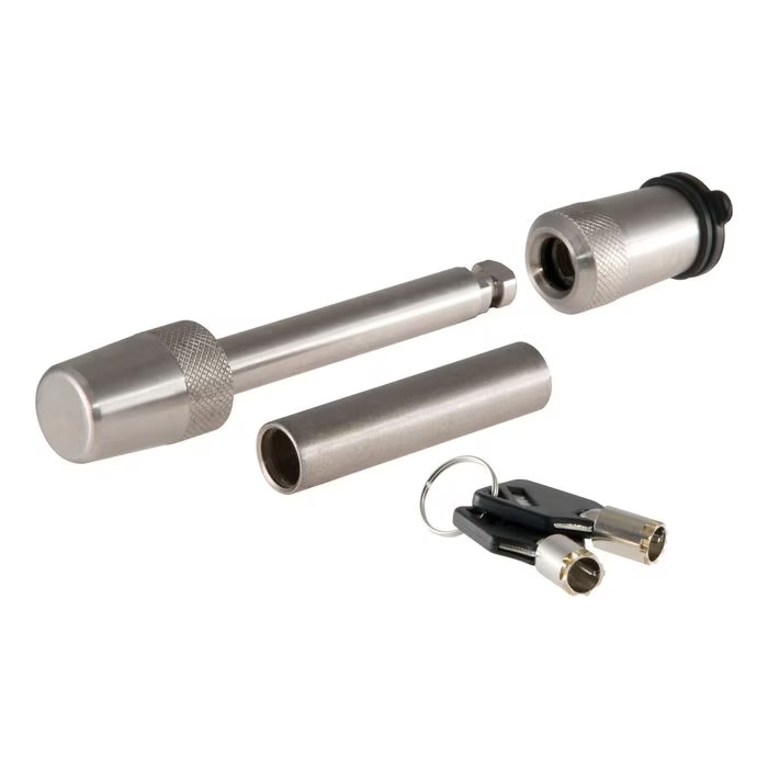 CURT 1 1/4in or 2in Receiver Barbell Stainless 1/2in Hitch Lock with 5/8in Adapter
