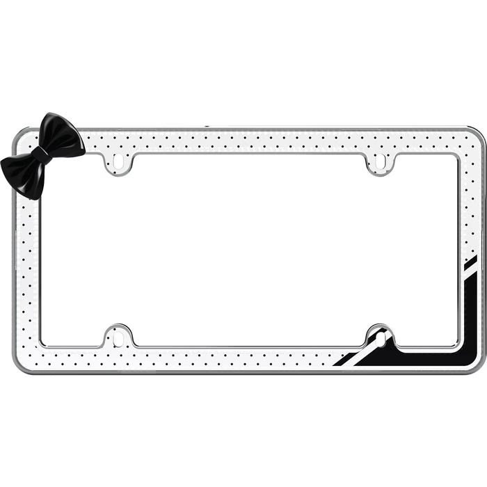 Cruiser Accessories Chrome White Black and Clear Polka Dot License Plate Frame